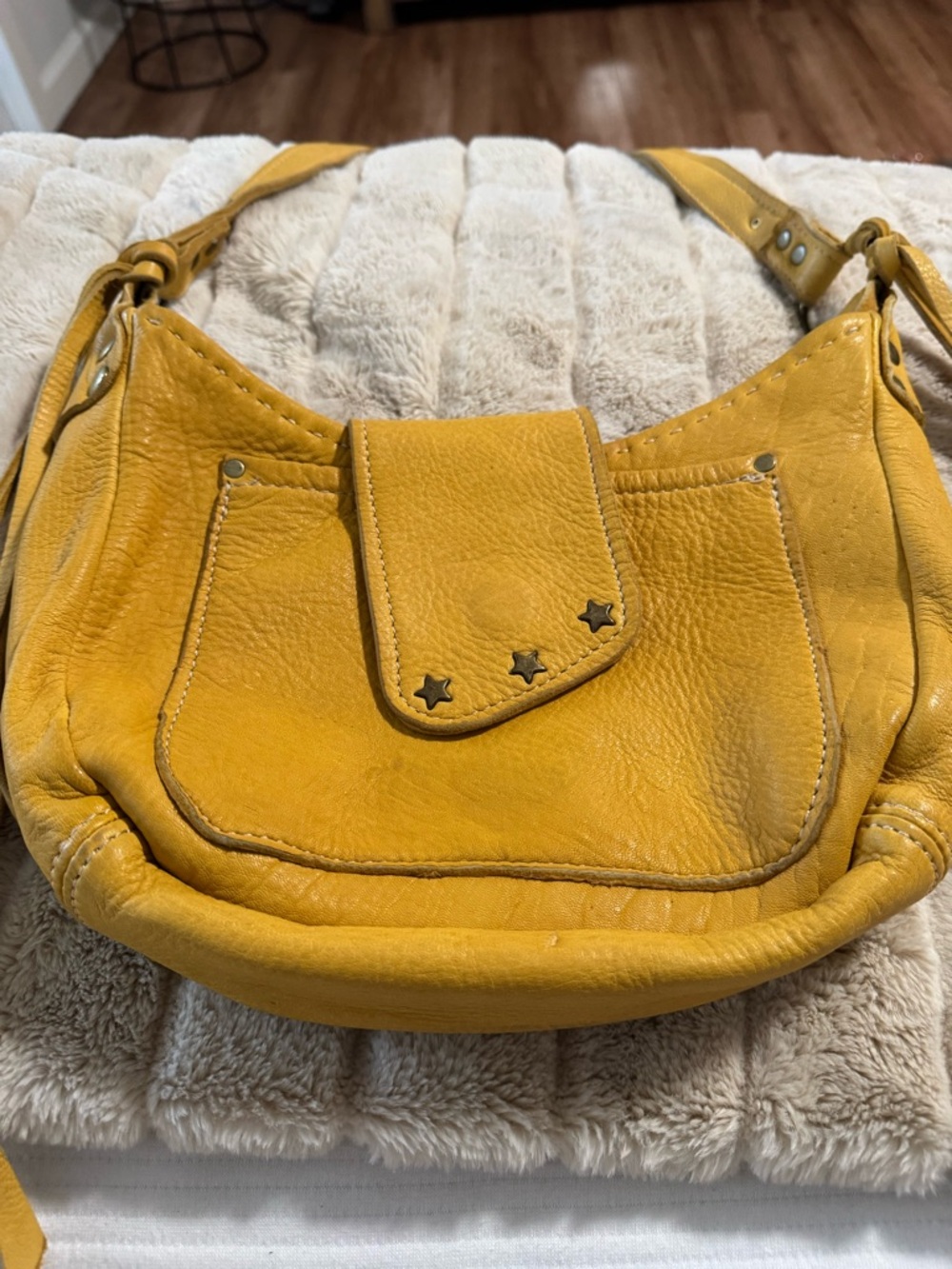 One of a kind custom made Mustard Leather Shoulder Bag with Tassel Detail-  NWOT - Picture 8 of 11